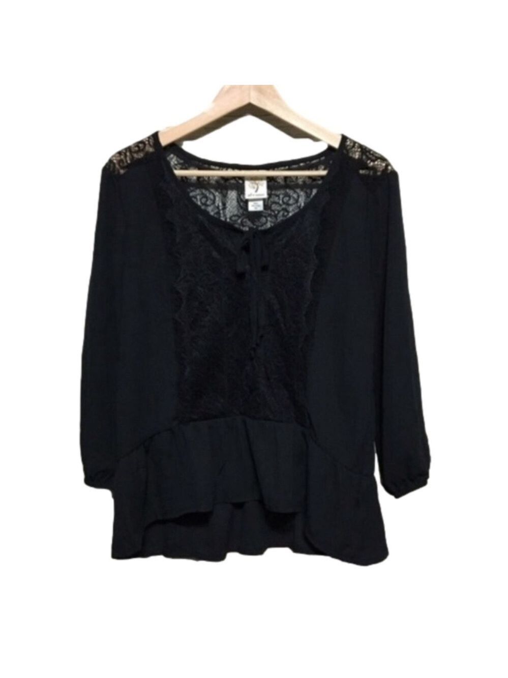 Self Esteem Eyelash Lace Trim Hi-lo Blouse Size medium